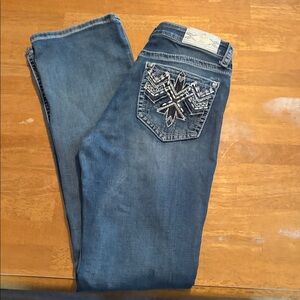 Grace in LA Blue bootcut Jeans with Embroidered Pocket